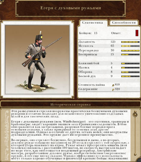 Юнит егеря с духовыми ружьями в Empire Total War