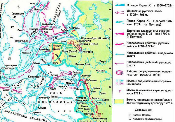 Северная война на карте